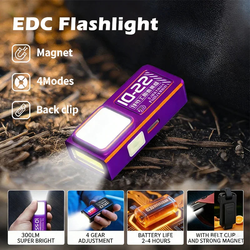 EDC Mechanic Kit – Mini Screwdriver, Pry Bar, Magnetic Pickup & COB Flashlight