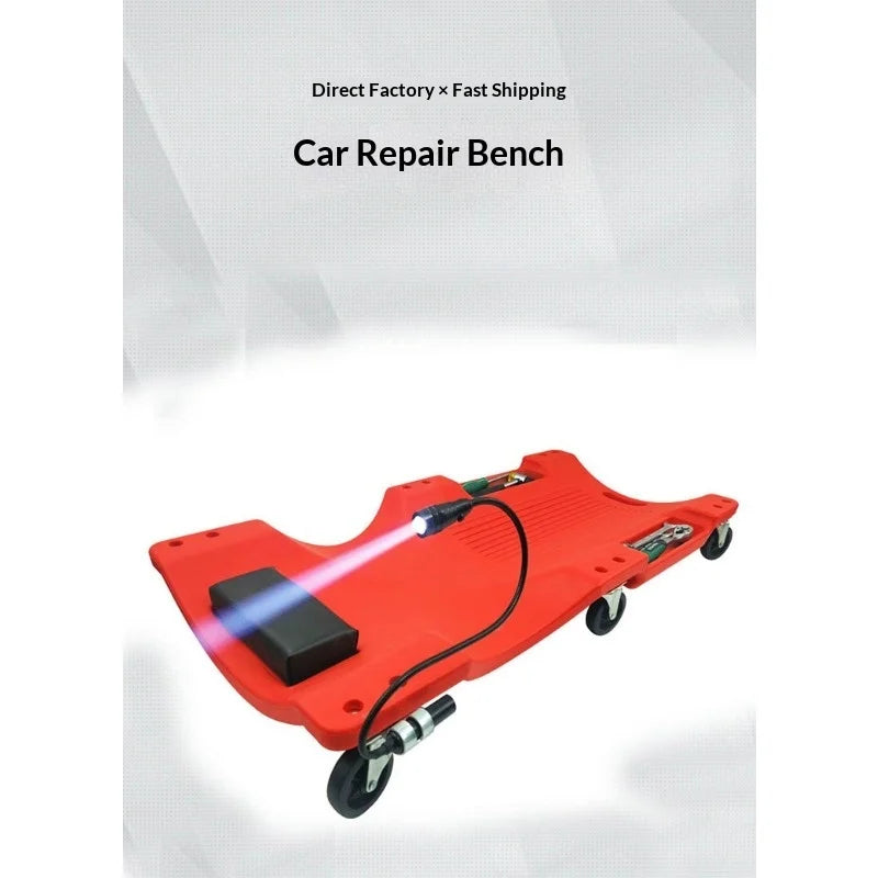 Low Profile Mechanic Creeper Board – 36" Adjustable Headrest & 6 Swivel Wheels