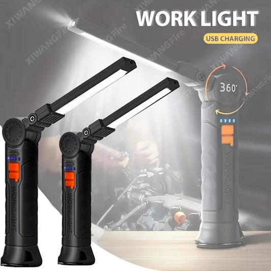 Rechargeable LED Work Light – Magnetic Hook Hanging Light for Mechanics & Job Sites