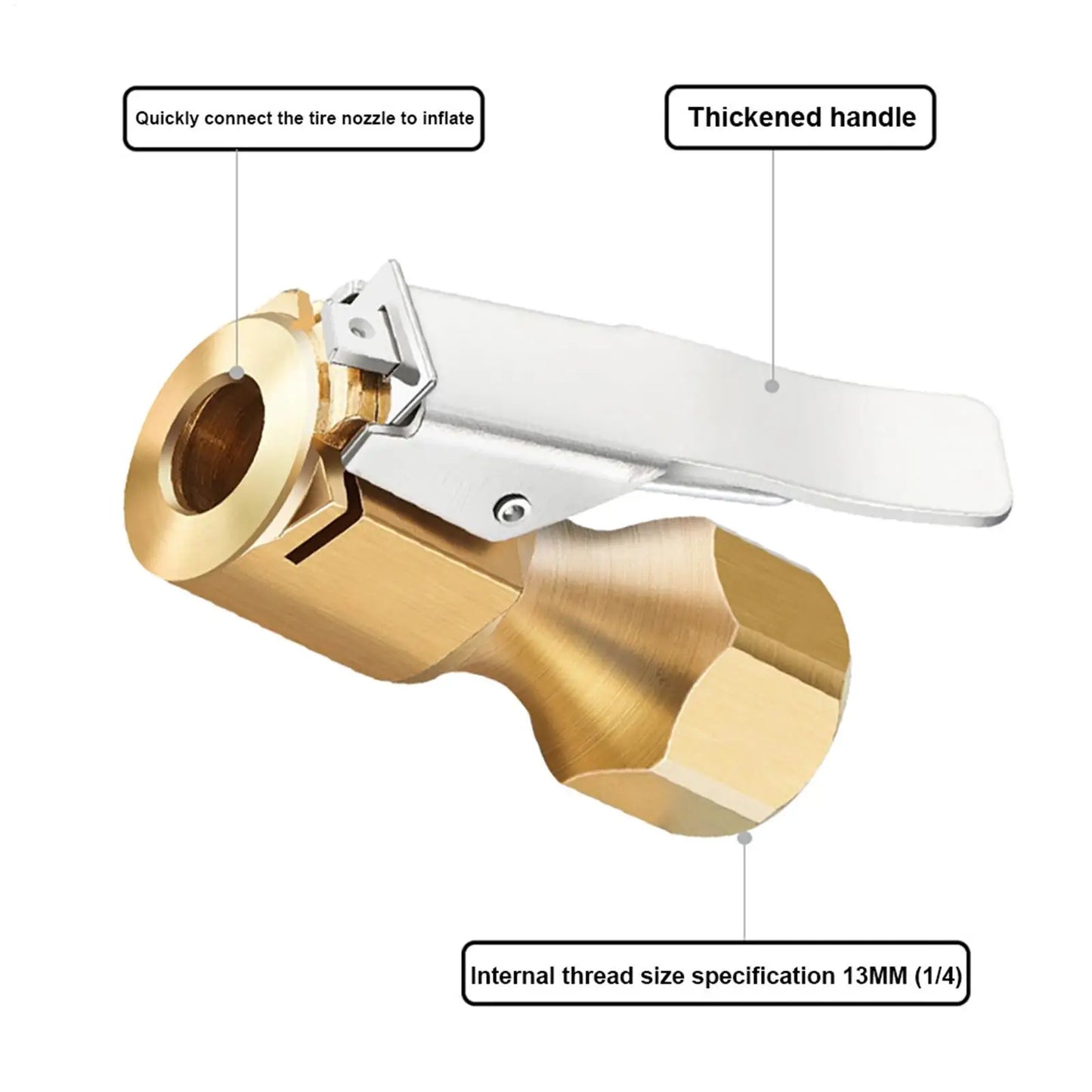 Lock-On Brass Air Chuck – Clip Inflator Connector for Air Compressor