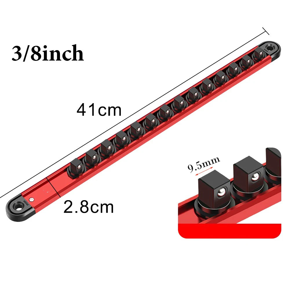 Magnetic Socket Rail – 360° Swivel Holder for 1/4, 3/8 & 1/2 Drive