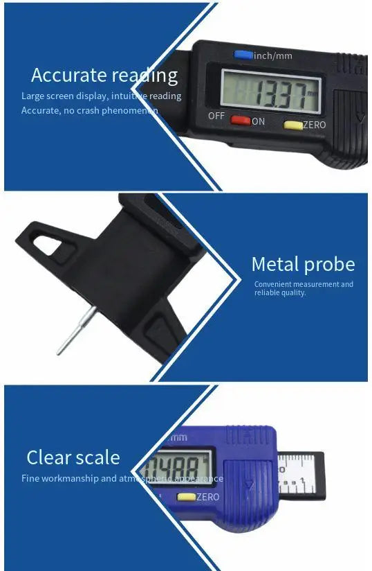 Digital Tire Tread Depth Gauge (0–25mm LCD) – Fleet & Mechanic Tool