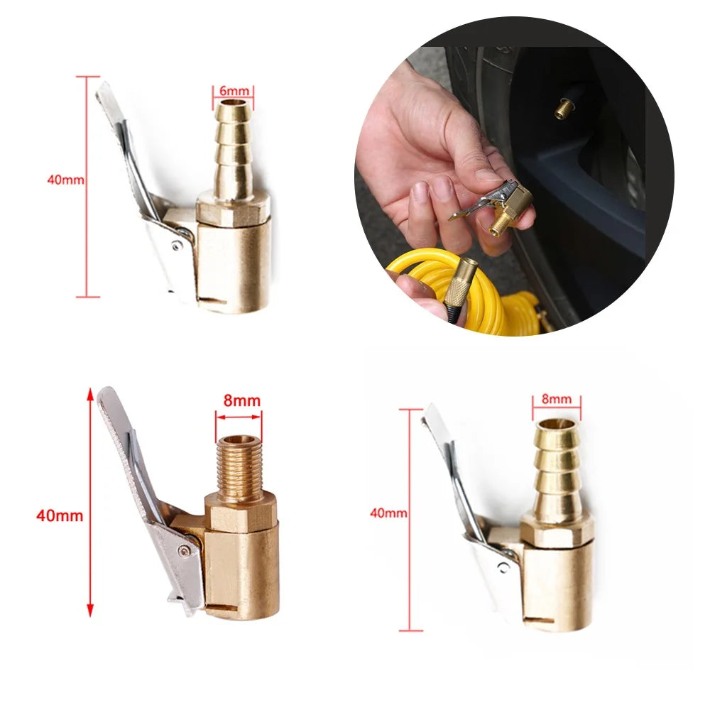 Clip-On Tire Air Chuck – Brass Valve Connector for Air Compressor
