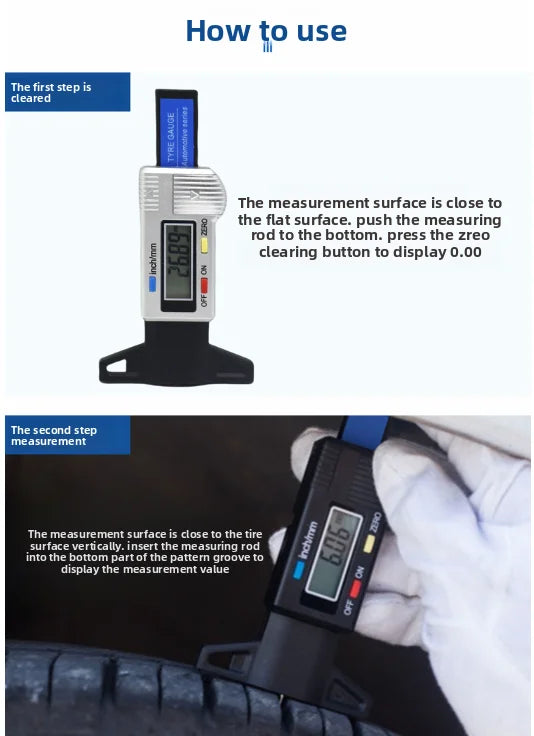 Digital Tire Tread Depth Gauge (0–25mm LCD) – Fleet & Mechanic Tool