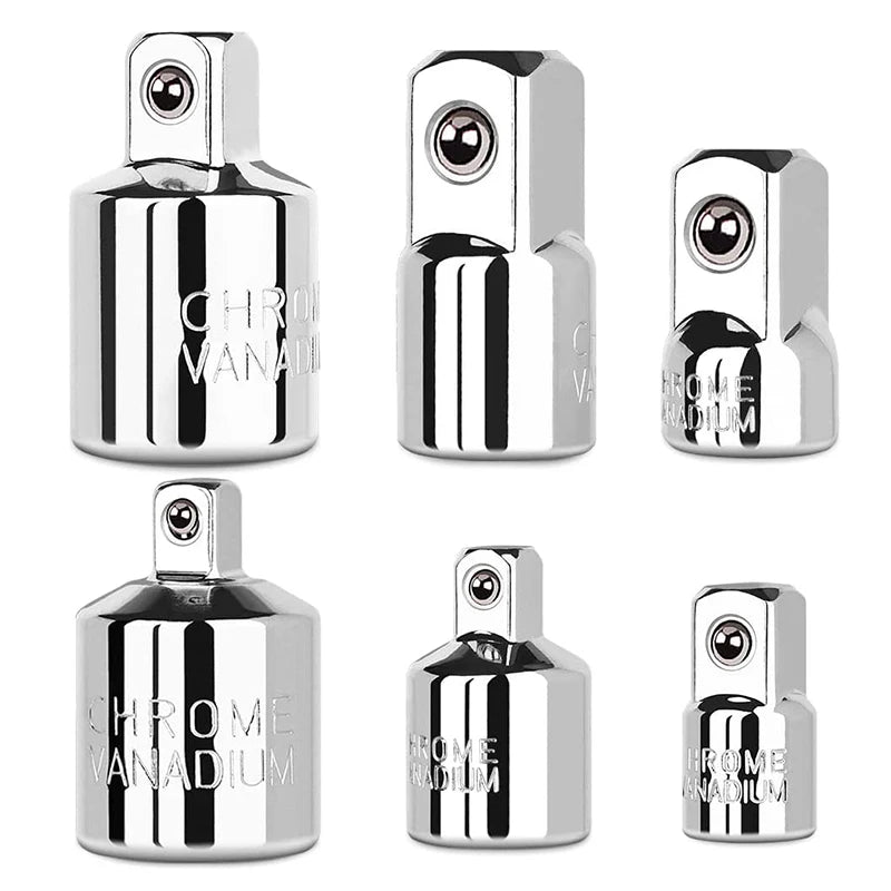 6-Pc Socket Adapter & Reducer Set – 1/4", 3/8" & 1/2" Chrome Vanadium | Ratchet Conversion Kit