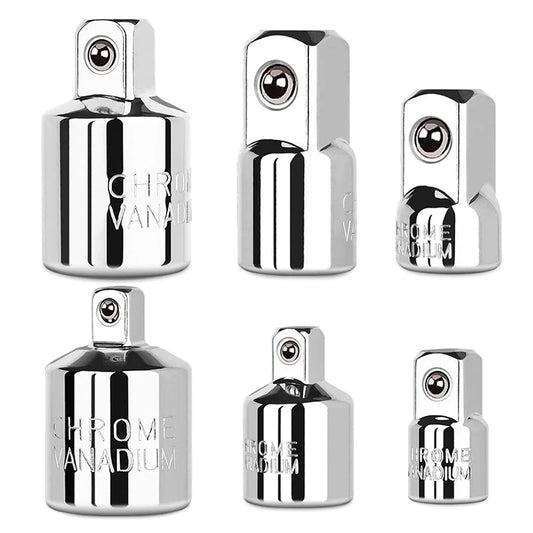 6-Pc Socket Adapter & Reducer Set – 1/4", 3/8" & 1/2" Chrome Vanadium | Ratchet Conversion Kit