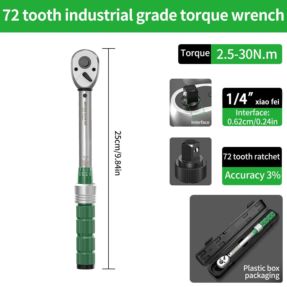 Click-Type Torque Wrench – 1/4", 3/8" & 1/2" Drive | Multiple Torque Ranges for Mechanics