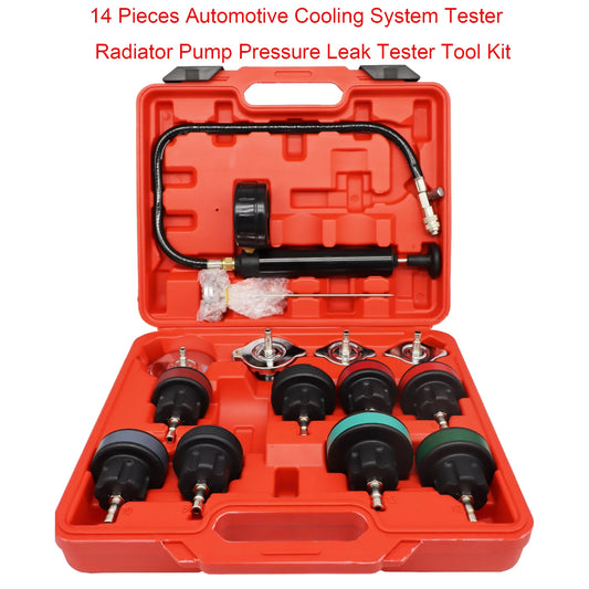 14-Pc Universal Radiator & Coolant System Pressure Tester Kit – Fleet, Automotive & Commercial Vehicles