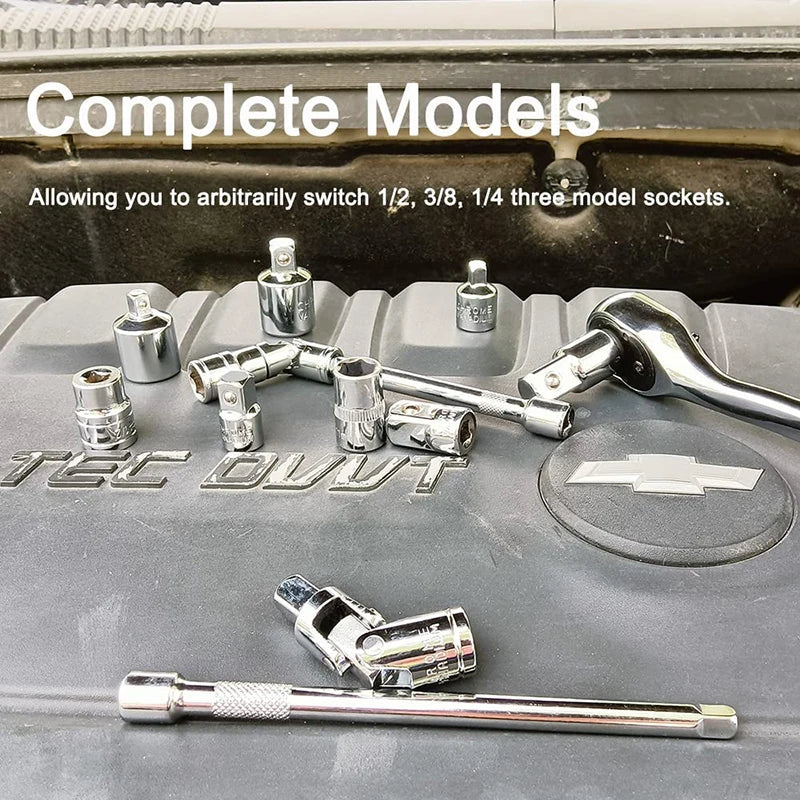 6-Pc Socket Adapter & Reducer Set – 1/4", 3/8" & 1/2" Chrome Vanadium | Ratchet Conversion Kit