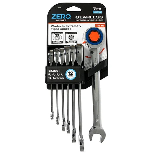 Zero Degree 38141 Metric Ultra-Precise Gearless Ratchet Wrench Set (7-Piece)