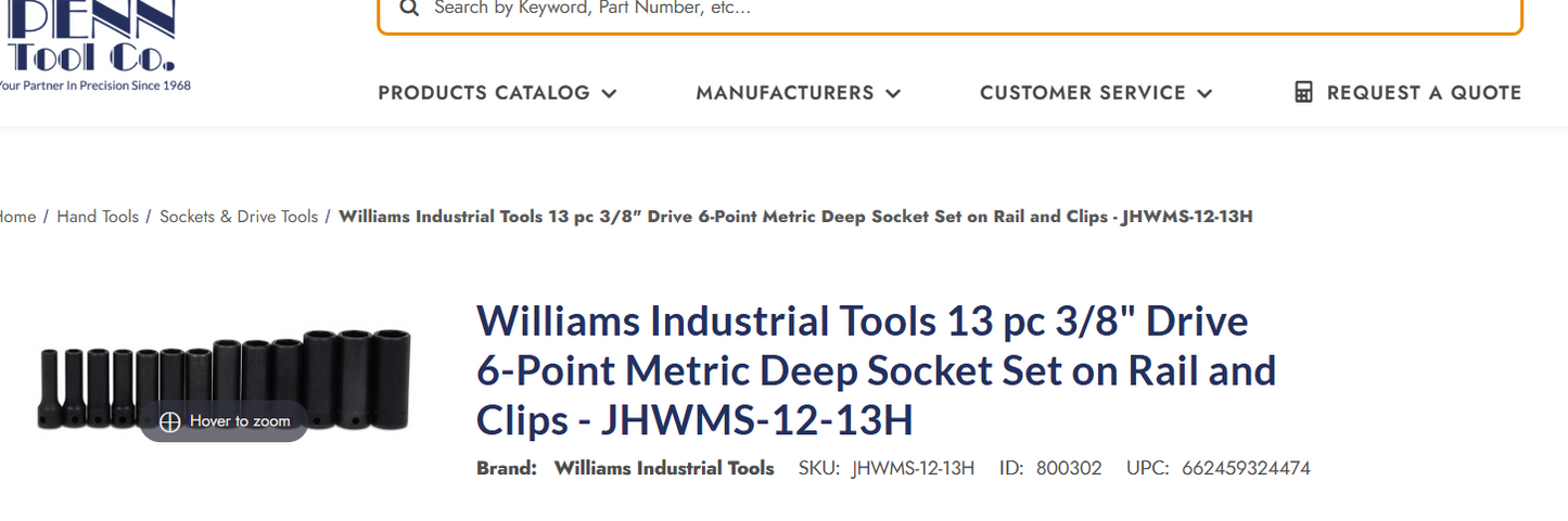 Williams Combination Wrench Set 12pc (JHWWS476)