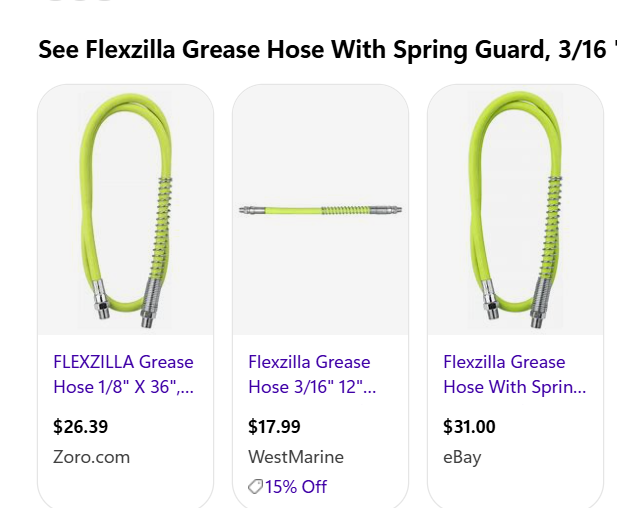 Flexzilla Grease Hose with Spring Guard, 3/16" x 36", 1/8" MNPT Ends