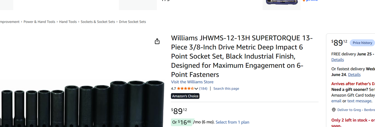 Williams Combination Wrench Set 12pc (JHWWS476)