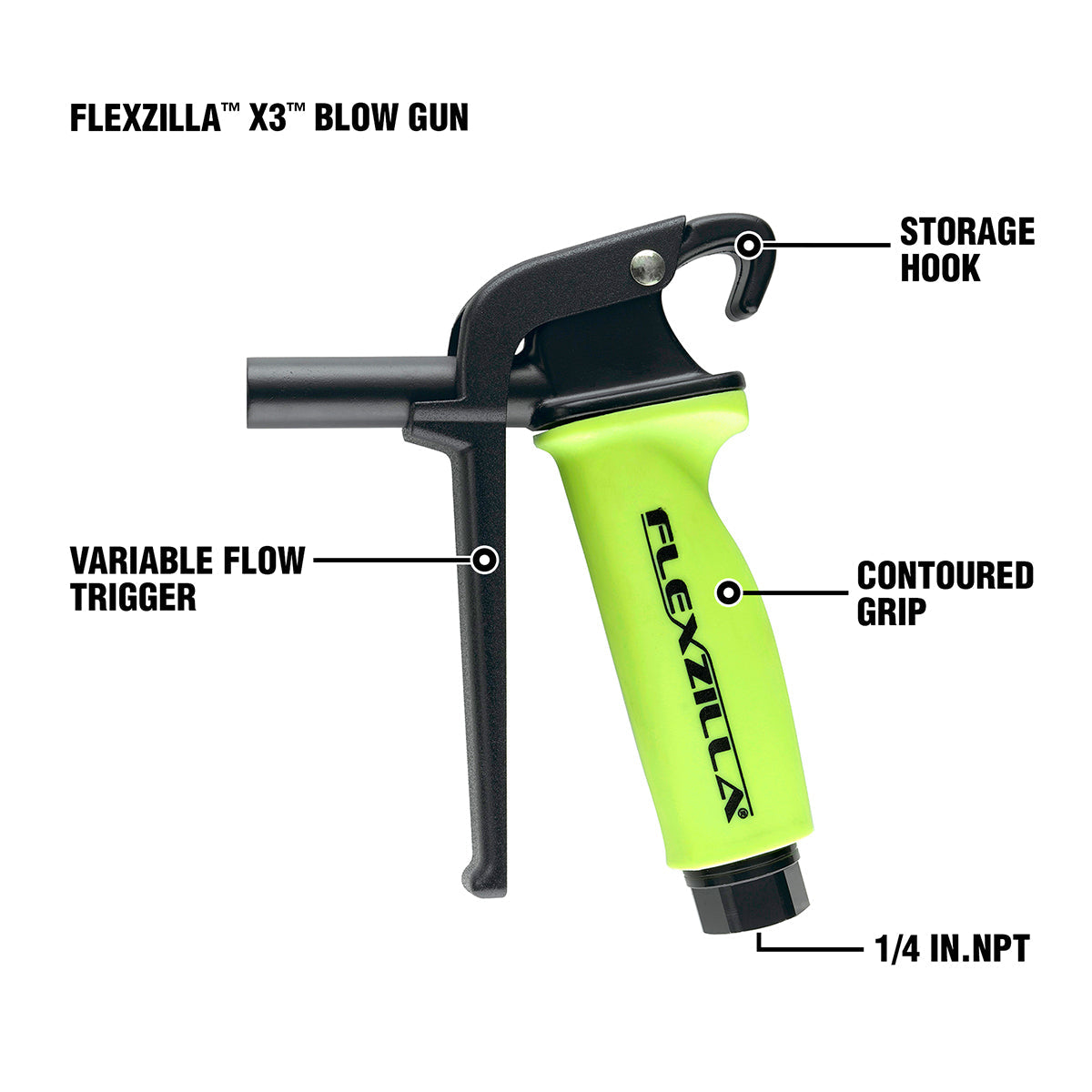 Flexzilla X1™ Blow Gun Kit, ZillaGreen, 10-Piece — AG1500FZKIT