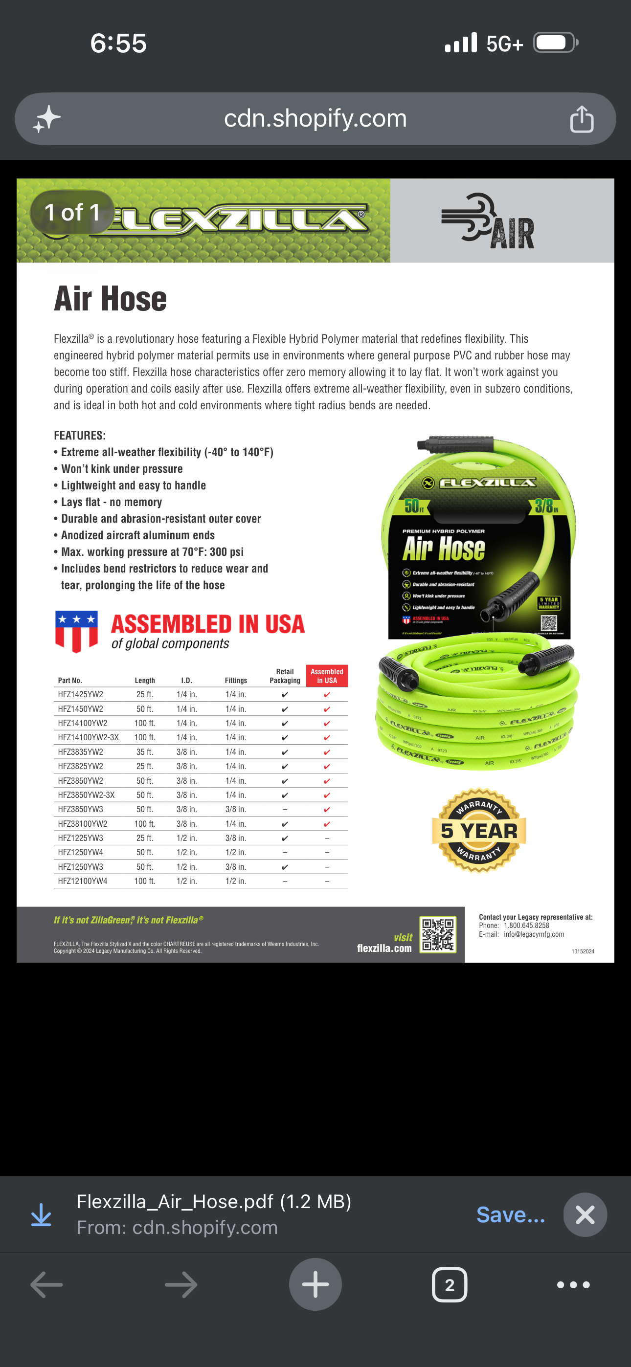 Flexzilla Heavy Duty Air Hose, 1/2" x 100', 1/2" MNPT Fittings — HFZ12100YW4