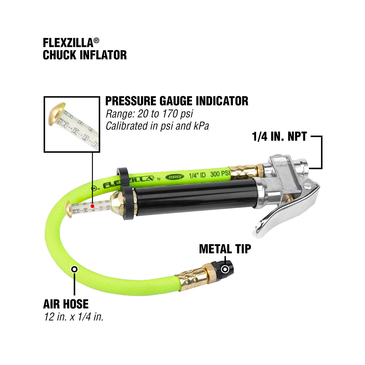 Flexzilla Tire Inflator with 12" Hose — AL2000FZ