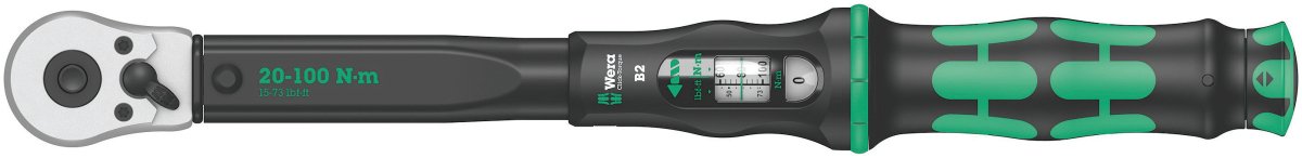 Wera Click-Torque B 2 Torque Wrench 14.8-73.8 ft-lb 3/8" Drive 05075611001